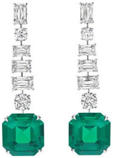 Ashoka and emerald cut emerald earrings e3456 v2