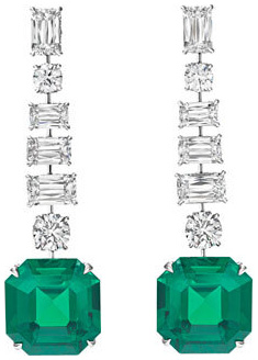Ashoka and emerald cut emerald earrings e3456 v2