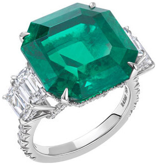 Ashoka and emerald cut emerald micropave ring r6560 v4