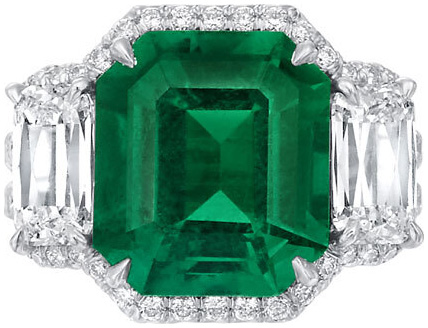 Ashoka and emerald cut emerald micropave trilogy ring r6574 v1