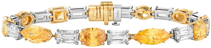 Ashoka and fancy shape fancy yellow bracelet b1375