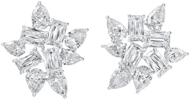 Ashoka and pear shape cluster earrings e3423