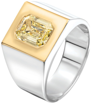 Emerald Cut Two Tone Mens Ring R6305