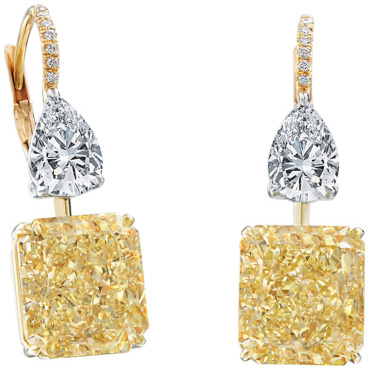 Radiant and Pear Shape Drop Earrings E2902