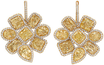 Fancy Shape Flower Micropave Drop Earrings E3389
