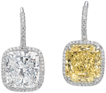 Fancy Yellow and White Cushion Datia Earrings E3041