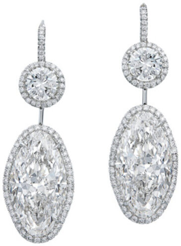 Marquise and Brilliant Melee Drop Earrings E3325