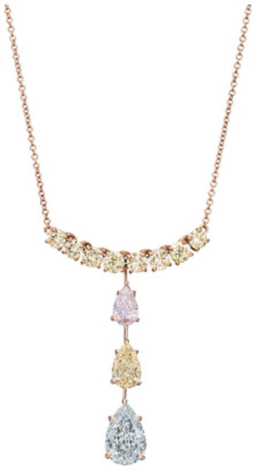 Pear Shape Three Stone Fancy Color Pendant PD1156