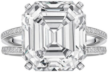 Asscher micropave split shank ring r6070