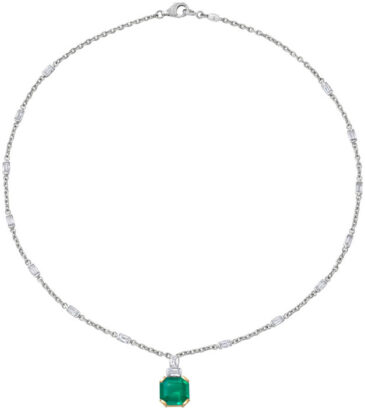 Emerald and ashoka pendant necklace pd1218 v2