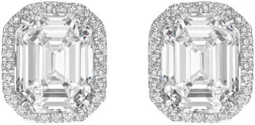 Emerald cut micropave stud earrings s1720