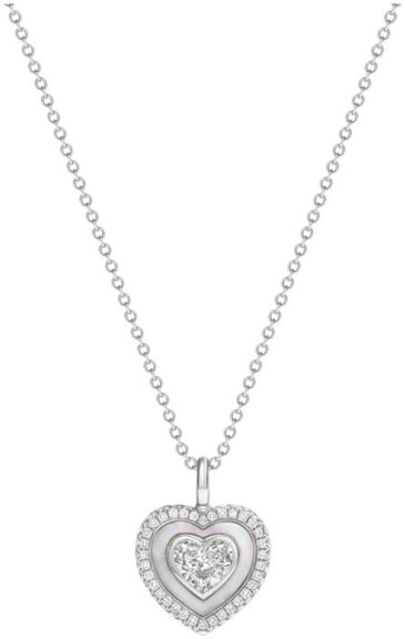 Heart shape mother of pearl micropave pendant pd1286