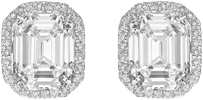 Emerald cut micropave stud earrings s1720