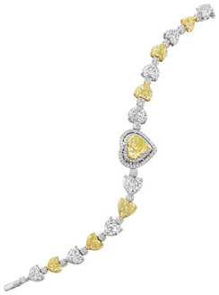 Heart shape fancy yellow bracelet b1417