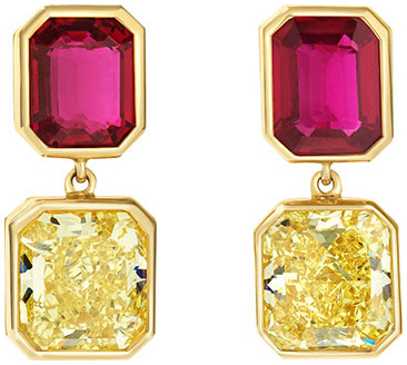 Radiant and emerald cut drop earrings e3472 v2