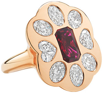 Ruby flower ring r6656
